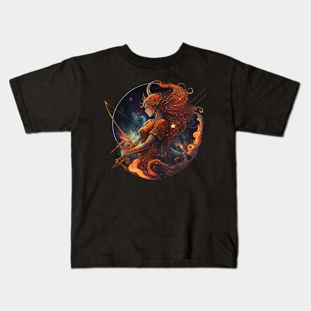 Sagittarius Zodiac Sign Kids T-Shirt by Jabir